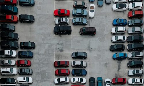 aerial photography of cars on parking lot